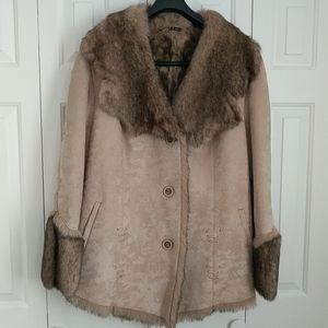 EKA Faux Suede & Faux Fur Jacket Tan Size 50